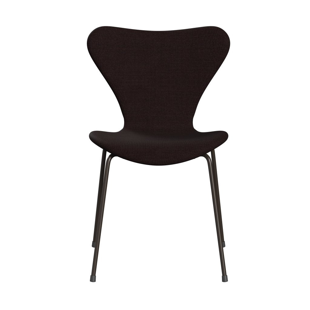 Fritz Hansen 3107 chaise complète complète, bronze brun / toile noire lumière