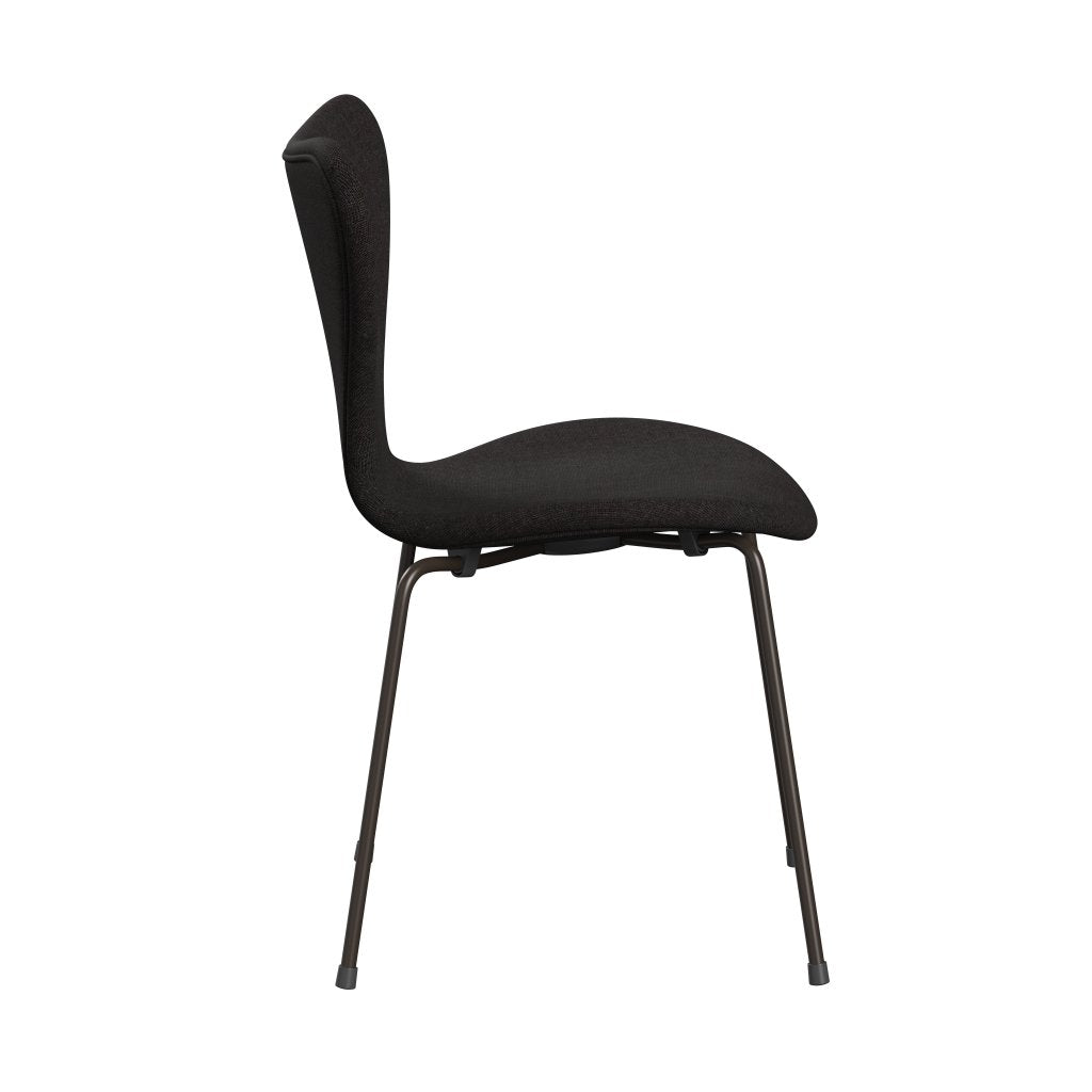 Fritz Hansen 3107 stol fuld polstring, brun bronze/lærred sort