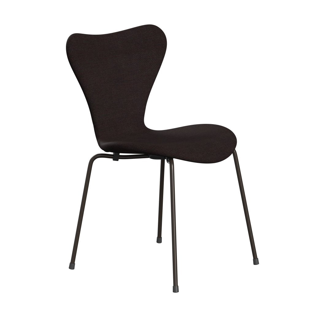 Fritz Hansen 3107 stol fuld polstring, brun bronze/lærred sort sten