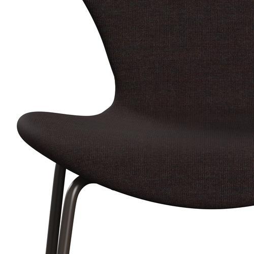 Fritz Hansen 3107 Stuhl Full Polster, brauner Bronze/Leinwand schwarzer Stein