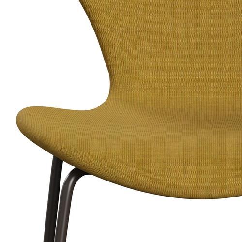 Fritz Hansen 3107 stol full møbeltrekk, brun bronse/lerret sennep