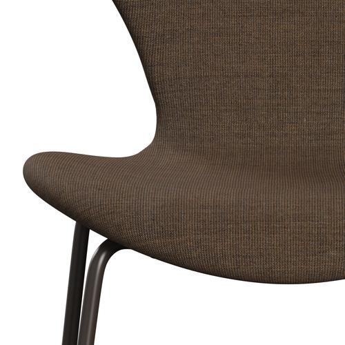 Fritz Hansen 3107 stoel Volledige bekleding, bruin brons/canvas steengrijs