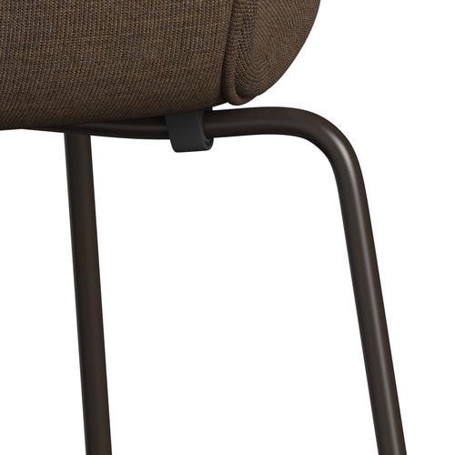 Fritz Hansen 3107 stoel Volledige bekleding, bruin brons/canvas steengrijs