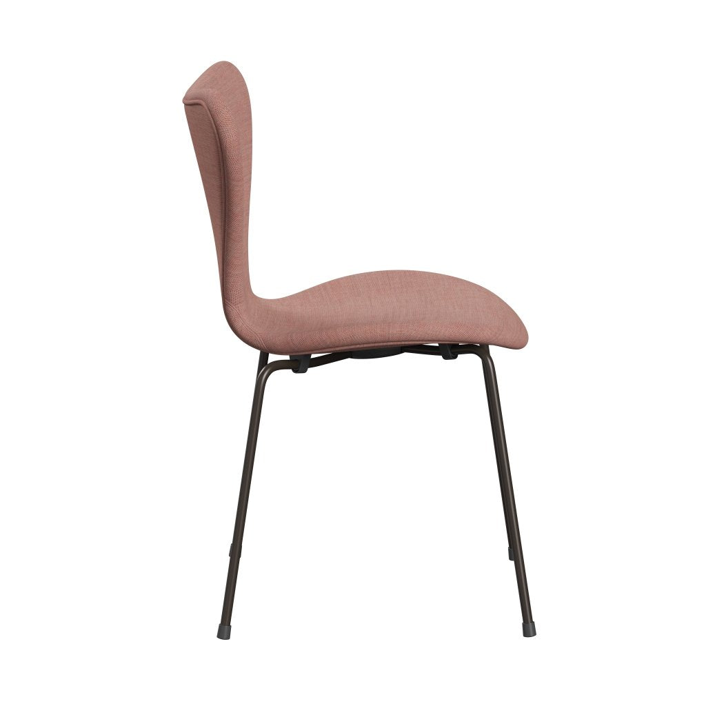 Fritz Hansen 3107 Chair Full Upholstery, Brown Bronze/Canvas Soft Pink