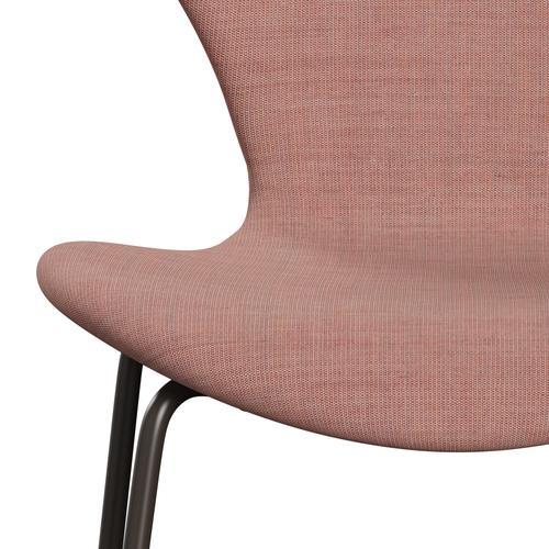 Fritz Hansen 3107 sedia piena tappezzeria, bronzo marrone/tela rosa morbido