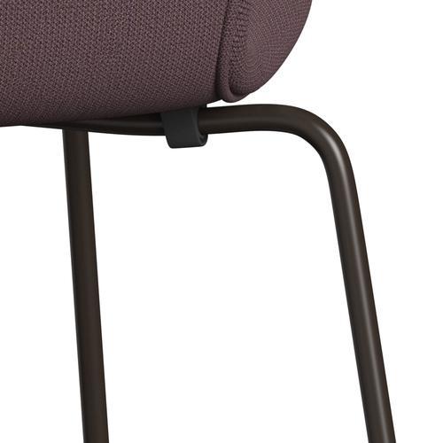 Fritz Hansen 3107 Stuhl Vollpolsterung, Braun Bronze/Aubergine