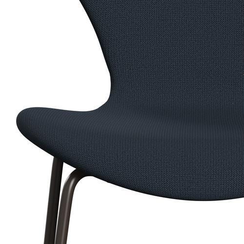 Fritz Hansen 3107 Stol Fuld polstring, brun bronze/fange blå