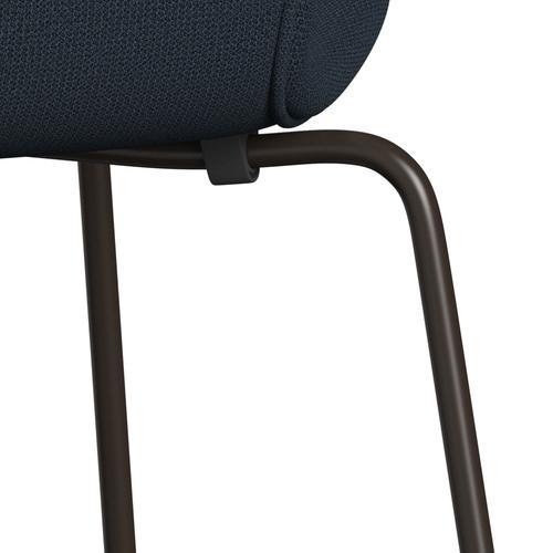 Fritz Hansen 3107 Chair Full Upholstery, Brown Bronze/Capture Blue