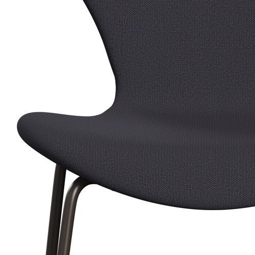 Fritz Hansen 3107 Silla tapicería completa, bronce marrón/captura de carbón azul