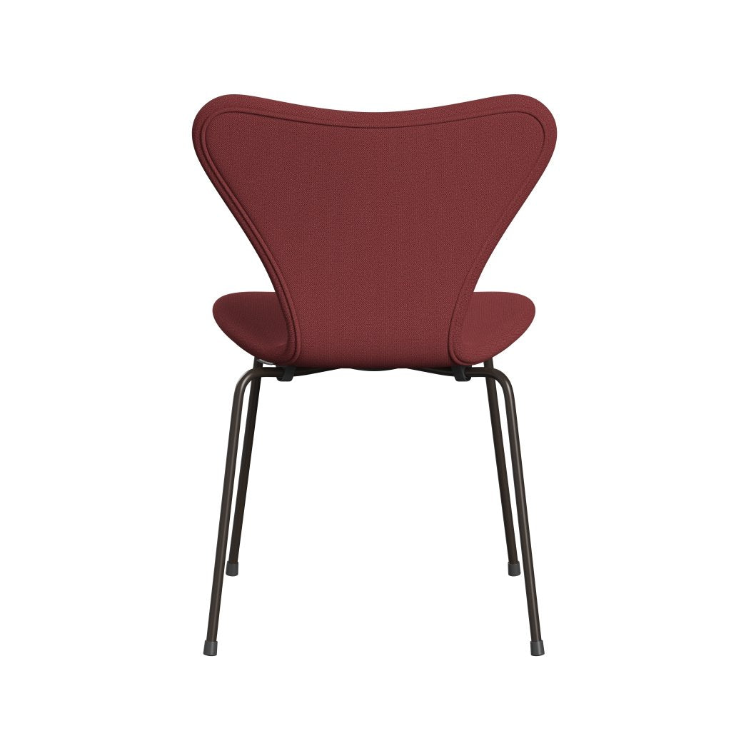 Fritz Hansen 3107 chaise pleine d'ameublement, bronze brun / capture rouge foncé