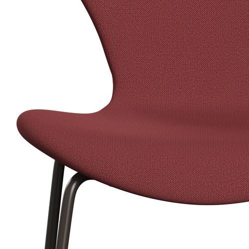 Fritz Hansen 3107 chaise pleine d'ameublement, bronze brun / capture rouge foncé