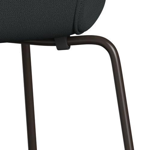 Fritz Hansen 3107 Silla tapicería completa, bronce marrón/captura verde oscuro verde