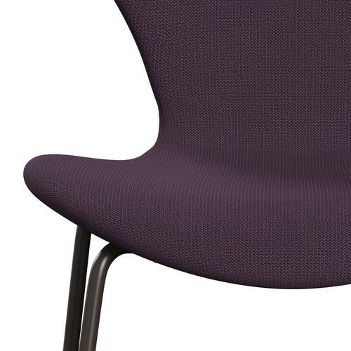 Fritz Hansen 3107 sedia piena tappezzeria, bronzo marrone/cattura viola scuro