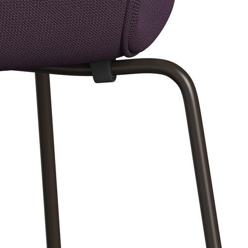 Fritz Hansen 3107 sedia piena tappezzeria, bronzo marrone/cattura viola scuro