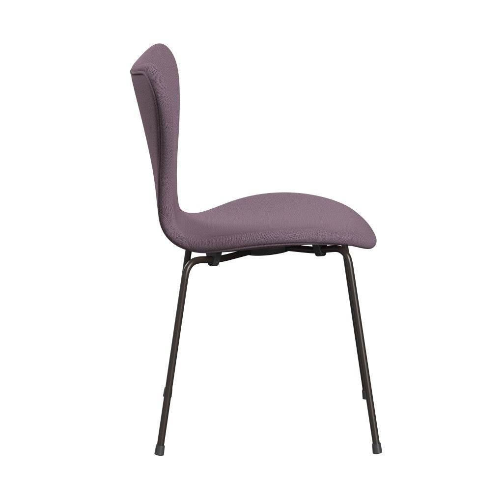 Fritz Hansen 3107 sedia piena tappezzeria, bronzo marrone/cattura viola/marrone