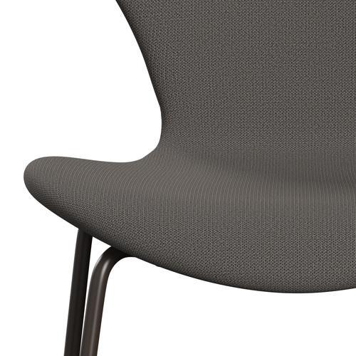 Fritz Hansen 3107 chaise pleine d'ameublement, bronze brun / capture gris foncé chaud