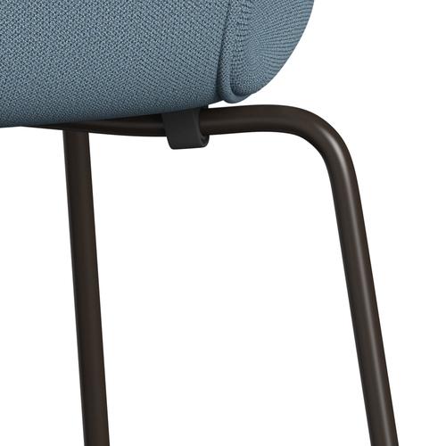 Fritz Hansen 3107 Chair Full Upholstery, Brown Bronze/Capture Soft Blue