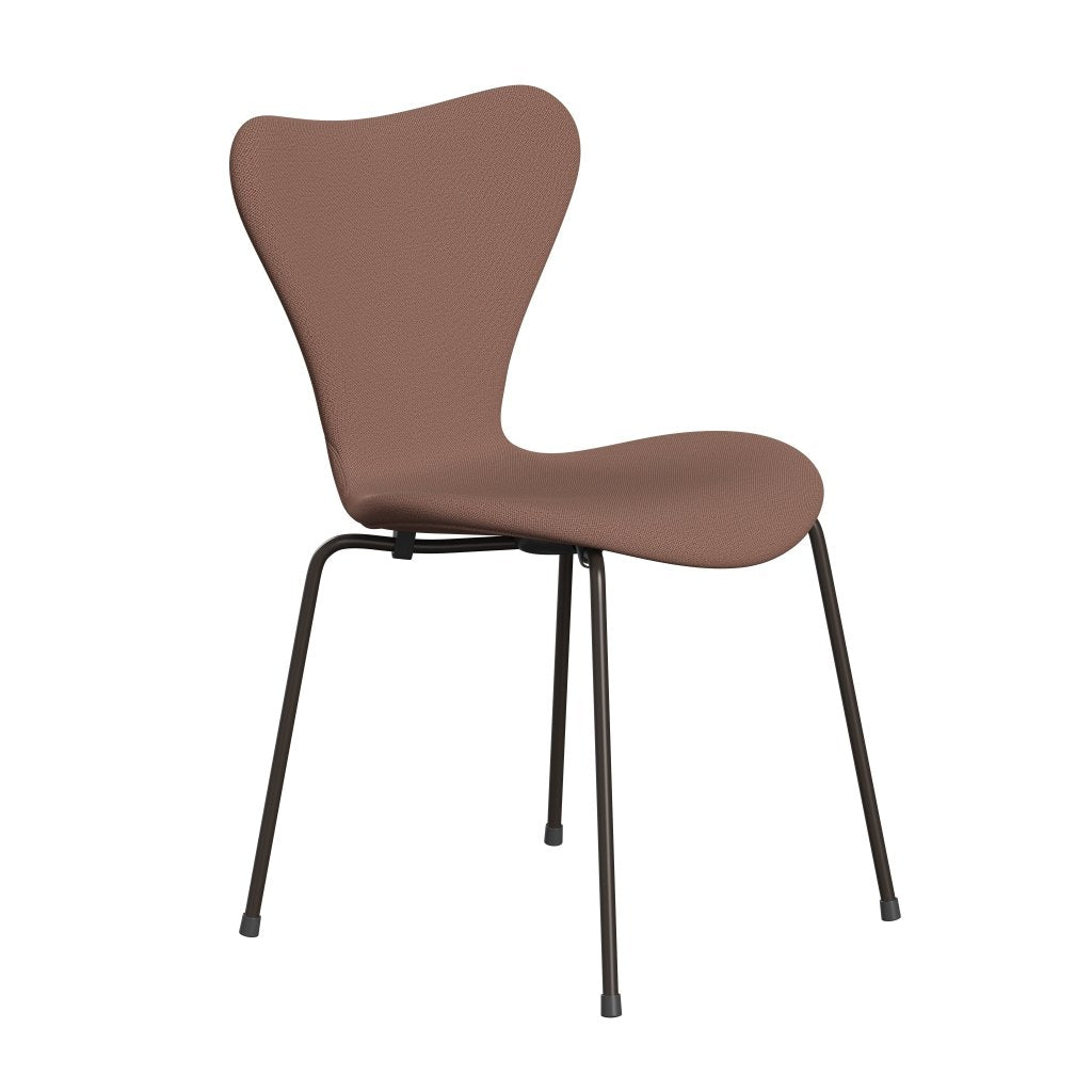 Fritz Hansen 3107 stoel Volledige bekleding, bruin brons/vang baksteen/rood