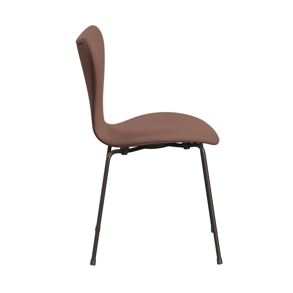 Fritz Hansen 3107 sedia piena tappezzeria, bronzo marrone/cattura in mattoni/rosso