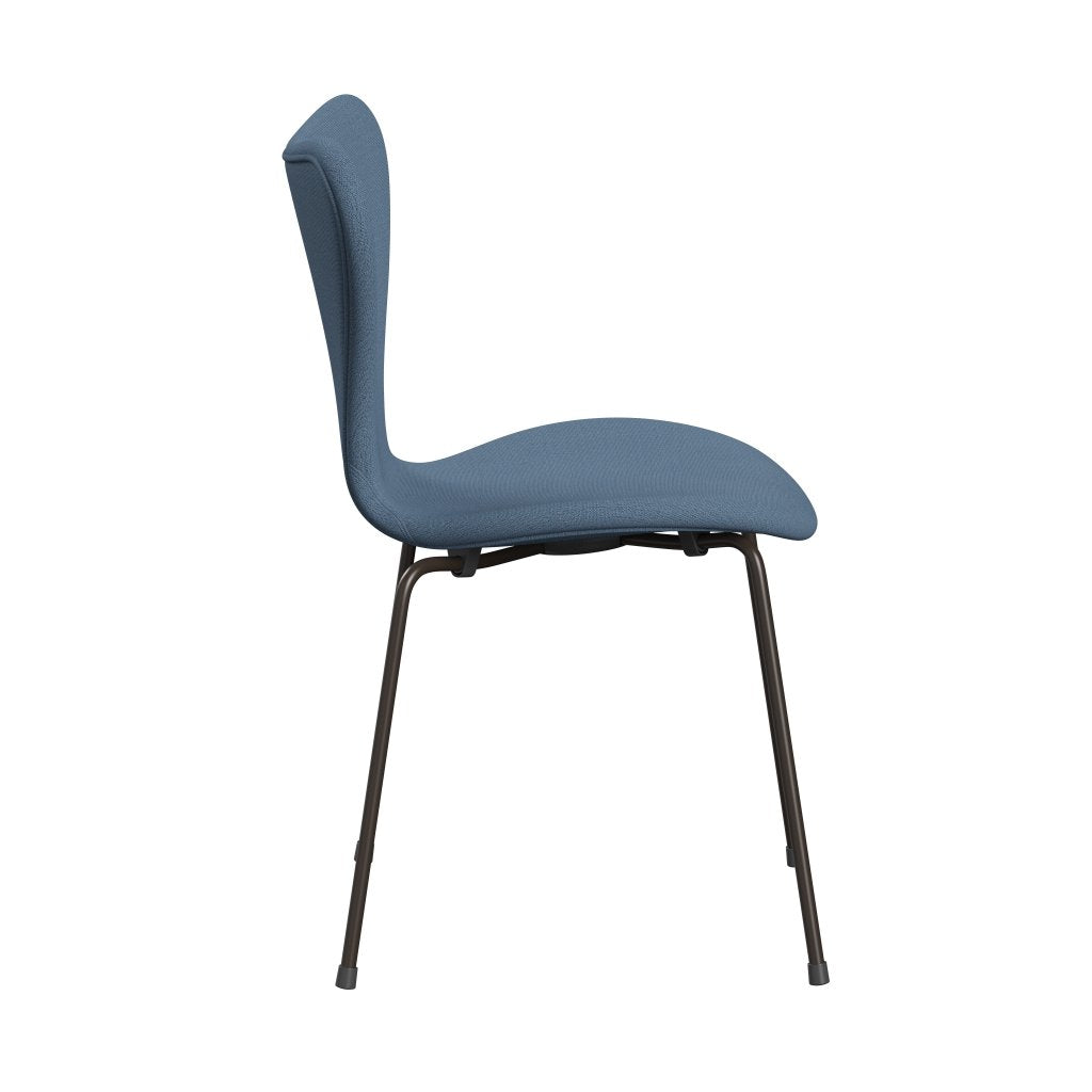 Fritz Hansen 3107 sedia piena tappezzeria, bronzo marrone/cristiano blu chiaro