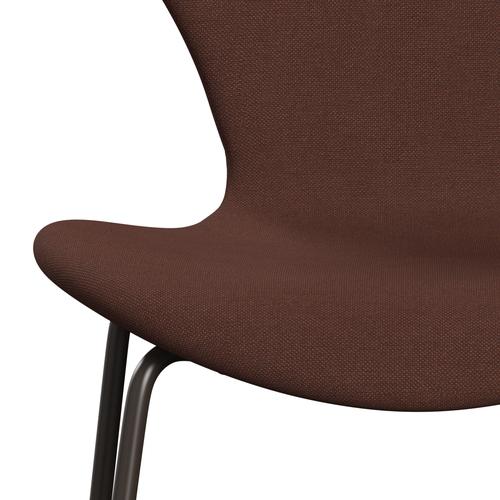 Fritz Hansen 3107 sedia piena tappezzeria, bronzo marrone/cristiano arancione scuro