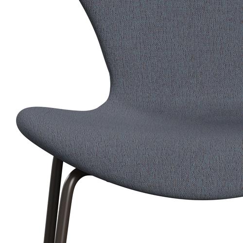 Fritz Hansen 3107 sedia piena tappezzeria, bronzo marrone/cristiana arancione/blu