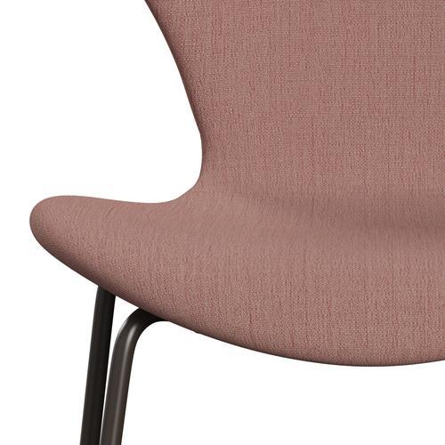 Fritz Hansen 3107 sedia piena tappezzeria, bronzo marrone/cristiana arancione/rosso