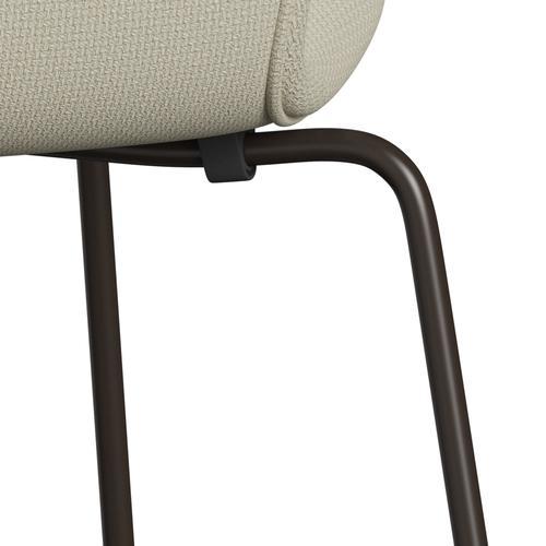 Fritz Hansen 3107 sedia piena tappezzeria, bronzo marrone/farina d'avena Diablo