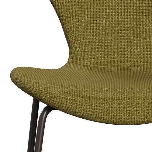 Fritz Hansen 3107 Stuhl Vollpolsterung, Braun Bronze/Diablo Autumn Green