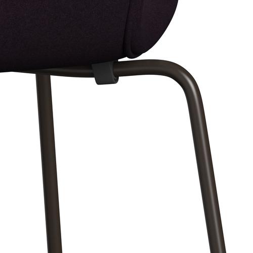 Fritz Hansen 3107 sedia piena tappezzeria, bronzo marrone/Divina aubergine (Div376)