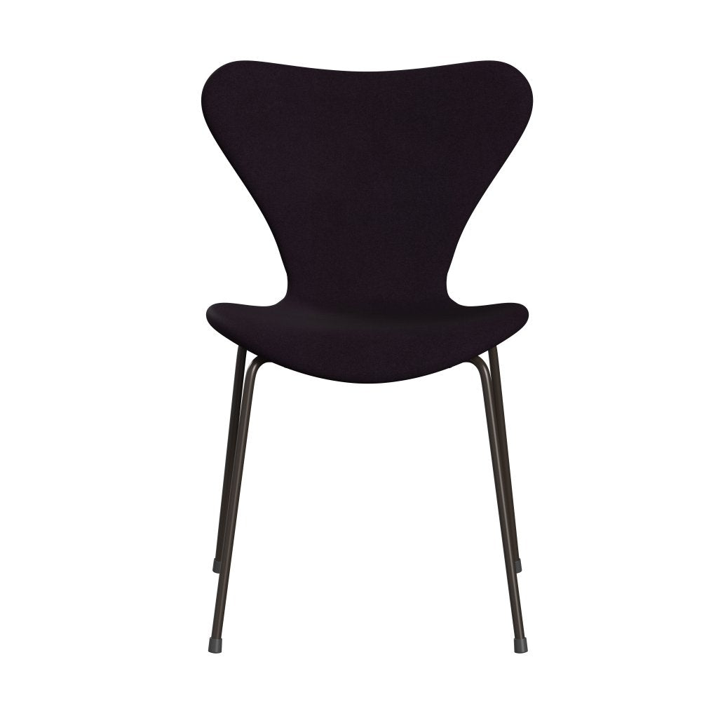 Fritz Hansen 3107 sedia piena tappezzeria, bronzo marrone/Divina aubergine (Div376)