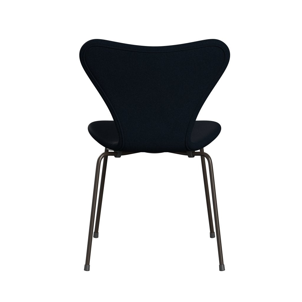 Fritz Hansen 3107 stoel Volledige bekleding, bruin brons/divina donkerblauw