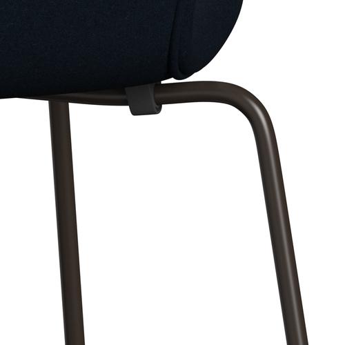 Fritz Hansen 3107 chaise complète complète, bronze brun / divina bleu foncé