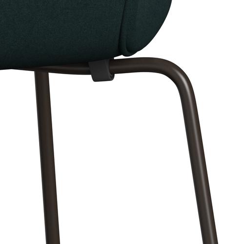 Fritz Hansen 3107 Silla tapicería completa, bronce marrón/Divina Dark Green (Div886)