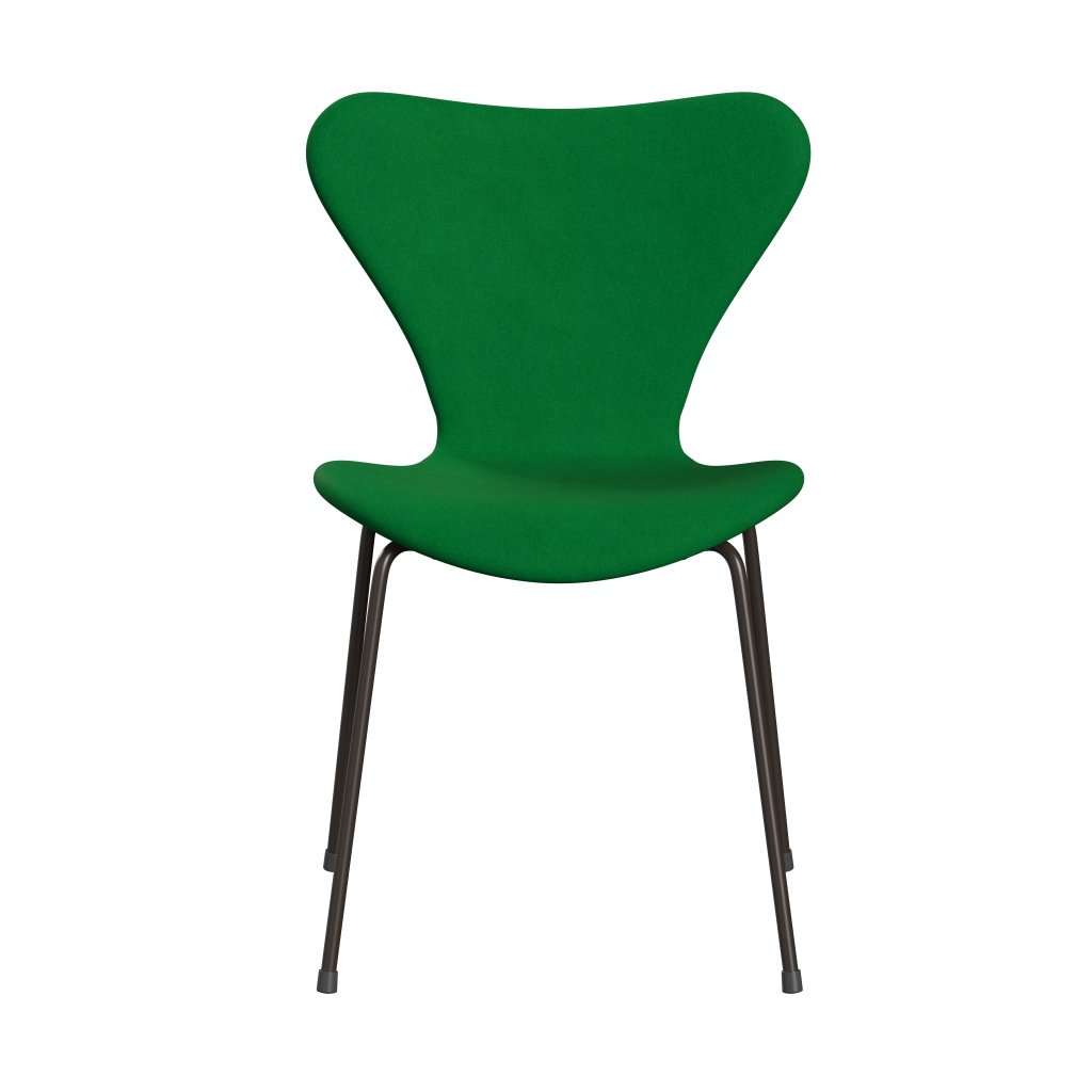 Fritz Hansen 3107 Chair Full Upholstery, Brown Bronze/Divina Grass Green