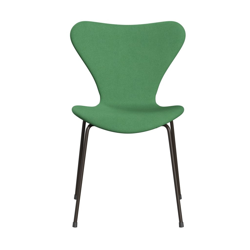 Fritz Hansen 3107 sedia piena tappezzeria, bronzo marrone/verde divina