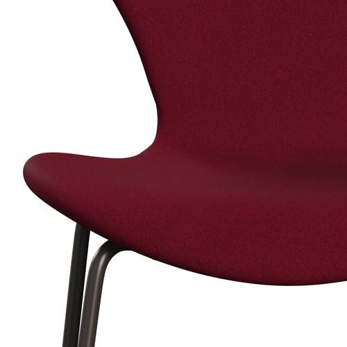 Fritz Hansen 3107 chaise complète complète, bronze brun / divina légère aubergine