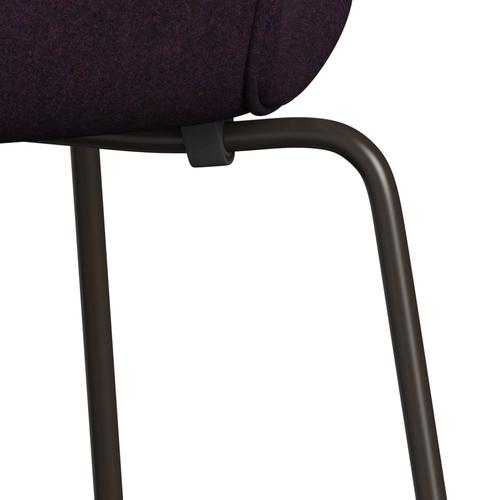 Fritz Hansen 3107 chaise complète complète, bronze brun / divina MD Aubergine