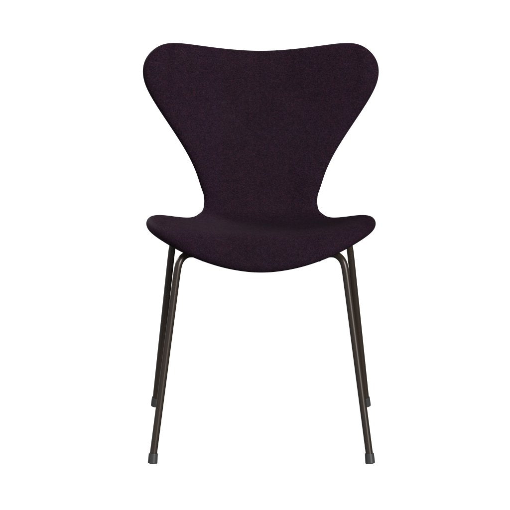 Fritz Hansen 3107 chaise complète complète, bronze brun / divina MD Aubergine