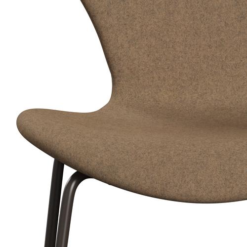 Fritz Hansen 3107 chaise complète complète, bronze brun / divina MD Café Latte