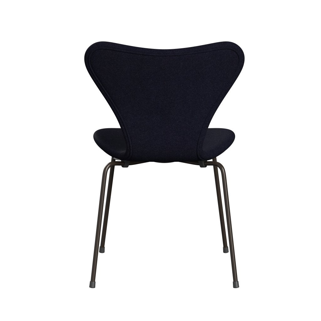 Fritz Hansen 3107 Stuhl Vollpolsterung, Braun Bronze/Divina Md Navy Dunkel