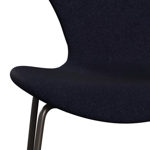 Fritz Hansen 3107 chaise complète complète, bronze brun / divina md marine sombre