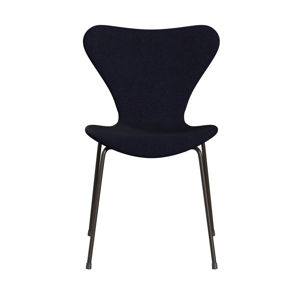 Fritz Hansen 3107 Stuhl Vollpolsterung, Braun Bronze/Divina Md Navy Dunkel