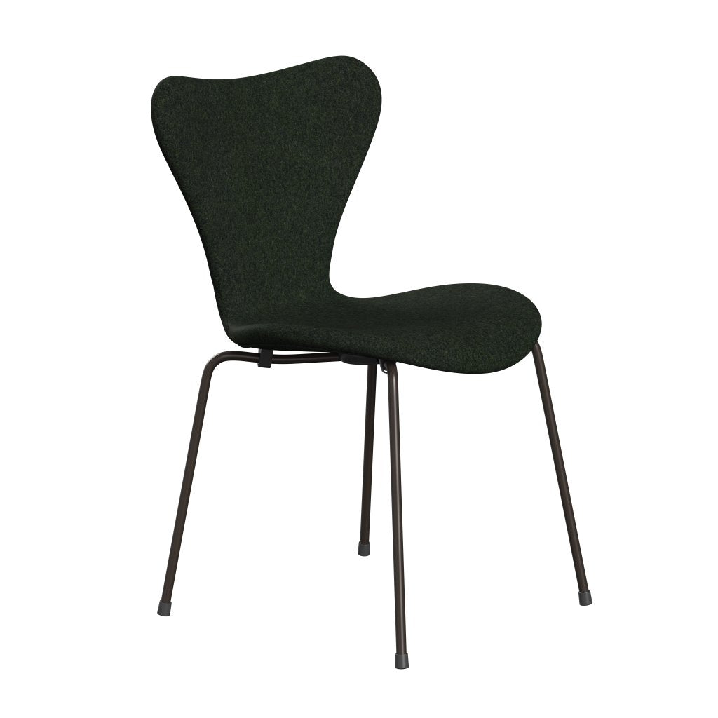 Fritz Hansen 3107椅子完整的内饰，棕色青铜/Divina MD Moss Green