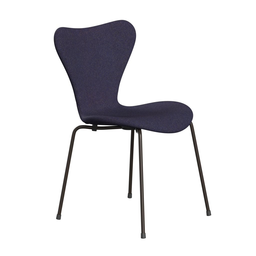 Fritz Hansen 3107 Silla tapicería completa, bronce marrón/Divina Md Dusty Blue