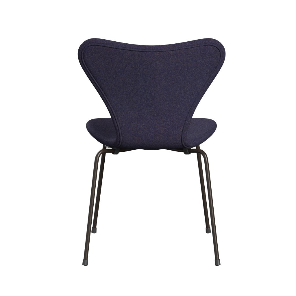 Fritz Hansen 3107 stoel Volledige bekleding, bruin brons/divina md stoffig blauw