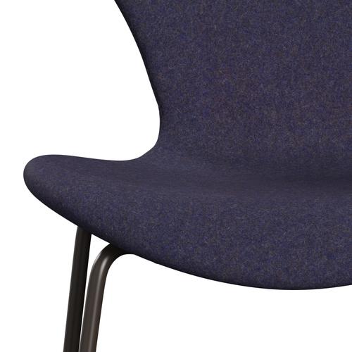 Fritz Hansen 3107 stol fuld polstring, brun bronze/divina md støvet blå