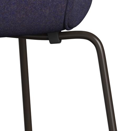 Fritz Hansen 3107 Chair Full Upholstery, Brown Bronze/Divina Md Dusty Blue