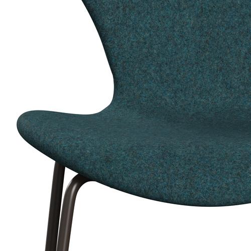 Fritz Hansen 3107 Stol Fuld polstring, brun bronze/Divina MD Turkis mørk