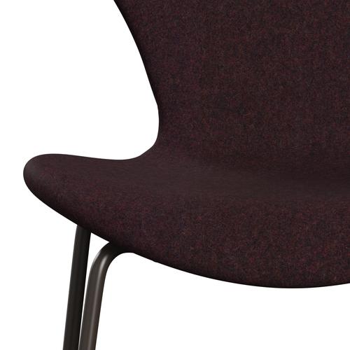 Fritz Hansen 3107 chaise complète complète, bronze brun / divina md wine rouge